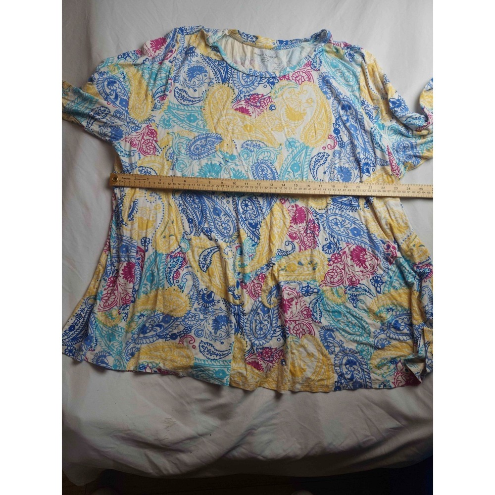 Jessica London Shirt Womens Sizez 26/28 Multicolor Paisley Short Sleeve Casual - Picture 2 of 6